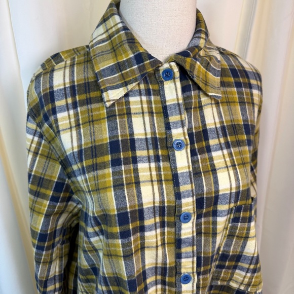 NWT Back Beat Co. ‘Plaid Boxy Cropped Shirt’ in “Gold Plaid” Size Large - Picture 7 of 16